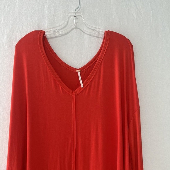 Free People Moonshine Tunic Top Women Size M Red Orange Oversized Stretch Knit - Picture 3 of 16